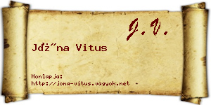 Jóna Vitus névjegykártya